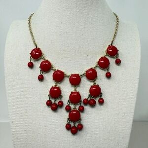 Jane Stone Bubble Bib Necklace Red Y2K Statement Jewelry Kitchsy Chandelier